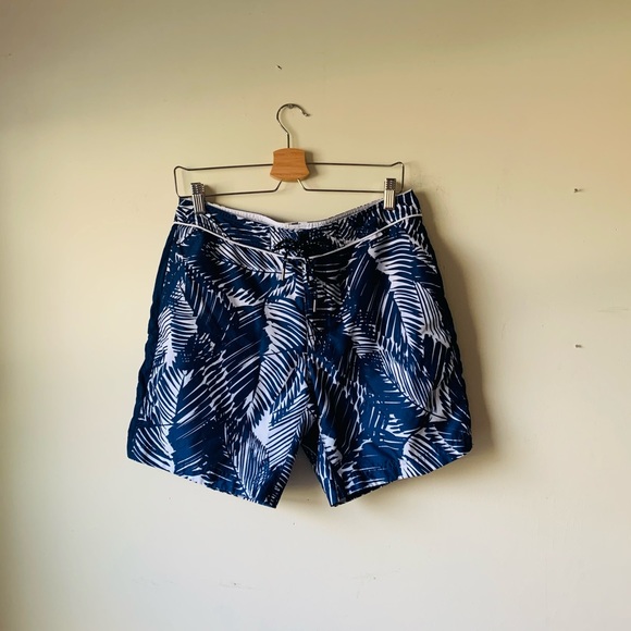 Banana Republic Other - BANANA REPUBLIC MEN’S BLUE PALM SWIM TRUNKS
